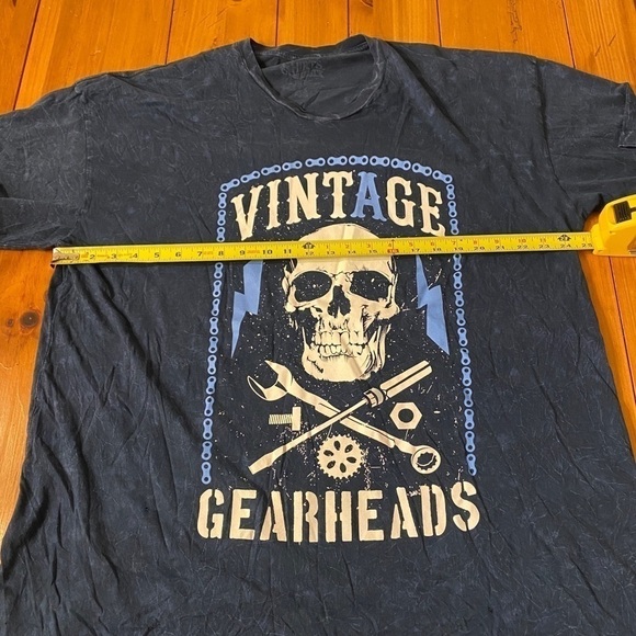 Shirts Happen Vintage Gear Head Blue with White Graphic Skull Tee Shirt Size 2XL - Picture 7 of 10